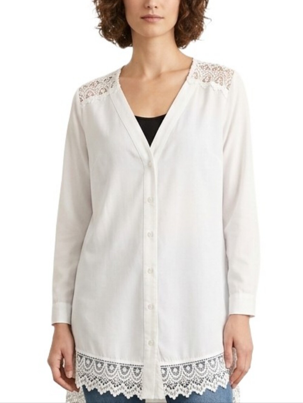 Antilia Femme Elegant White Lace Trim Top NWOT size XL